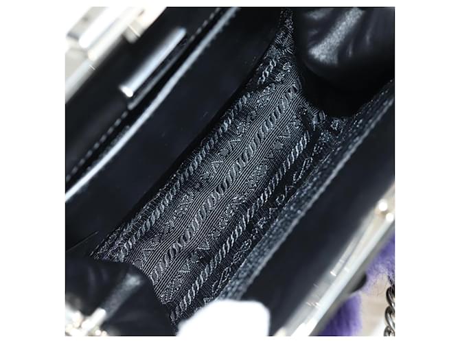 PRADA Chain Shoulder Bag Fur Black Silver - vista 9