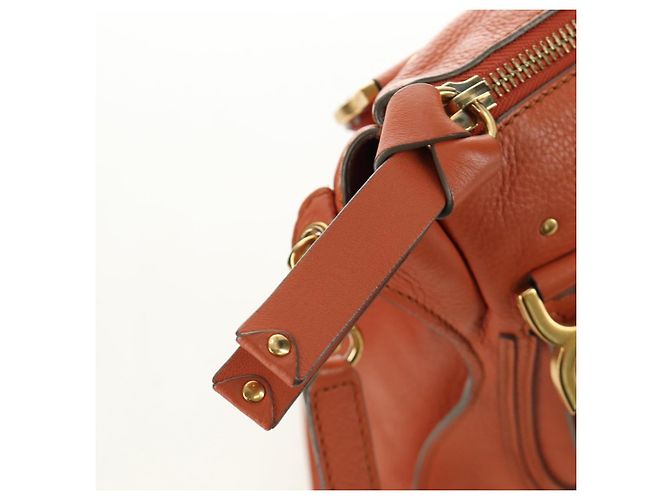Chloé Chloe Marcie Hand Bag Leather 2way Orange Gold - vista 10