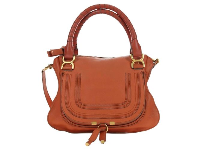 Chloé Chloe Marcie Hand Bag Leather 2way Orange Gold - vista 13