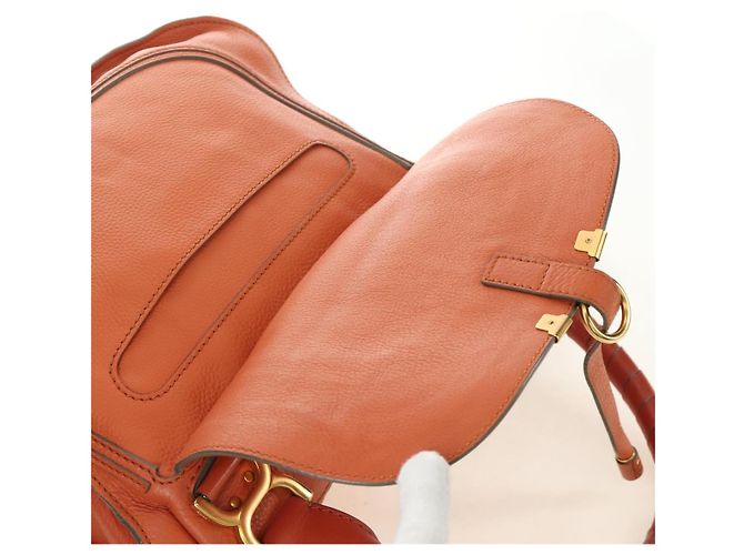 Chloé Chloe Marcie Hand Bag Leather 2way Orange Gold - vista 22