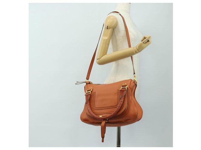 Chloé Chloe Marcie Hand Bag Leather 2way Orange Gold - vista 29