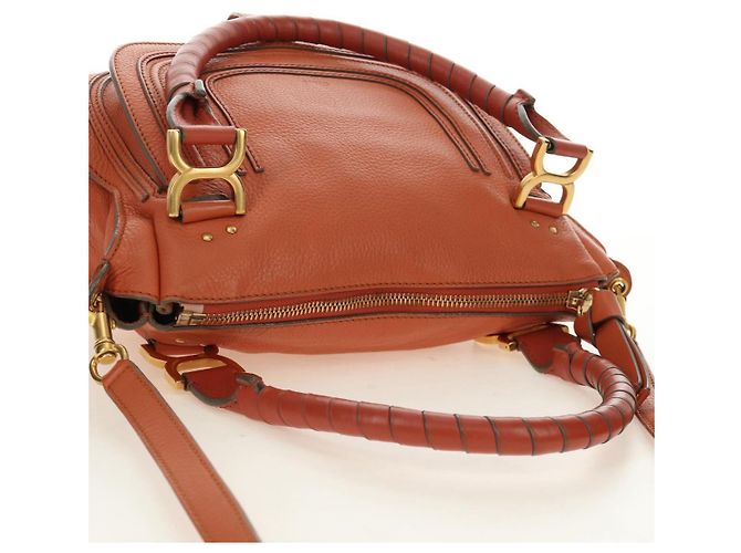 Chloé Chloe Marcie Hand Bag Leather 2way Orange Gold - vista 6