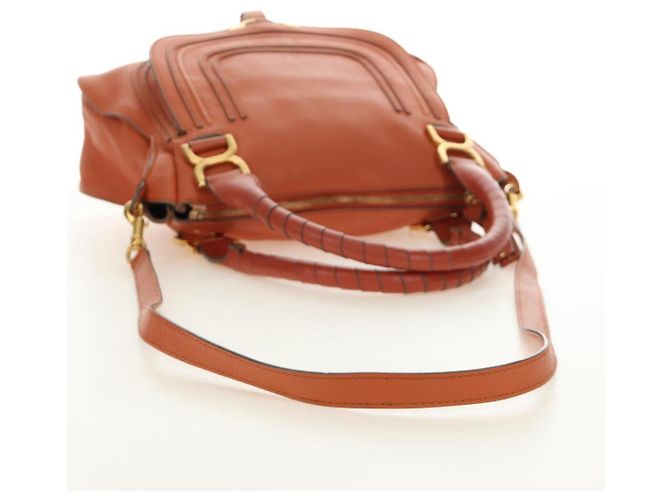Chloé Chloe Marcie Hand Bag Leather 2way Orange Gold - vista 8