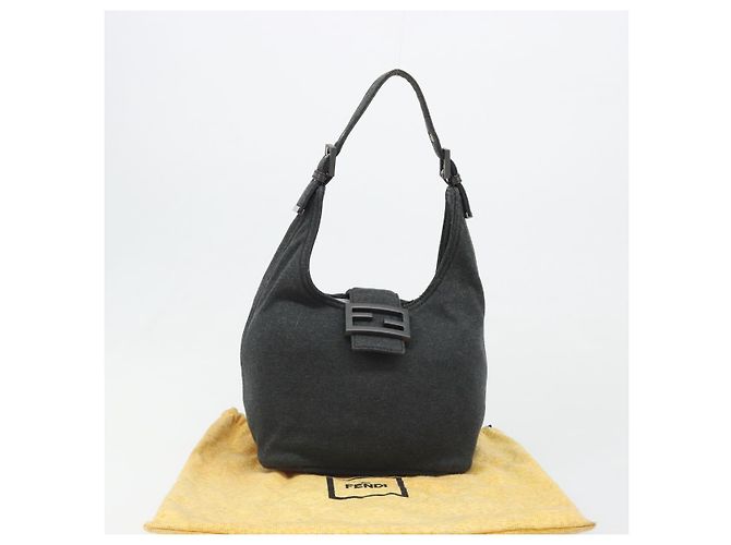 FENDI Mamma Baguette Hand Bag cotton Gray Silver - vista 12