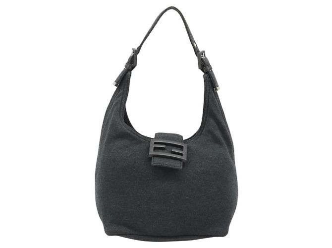 FENDI Mamma Baguette Hand Bag cotton Gray Silver - vista 13