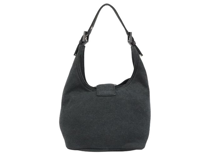 FENDI Mamma Baguette Hand Bag cotton Gray Silver - vista 2