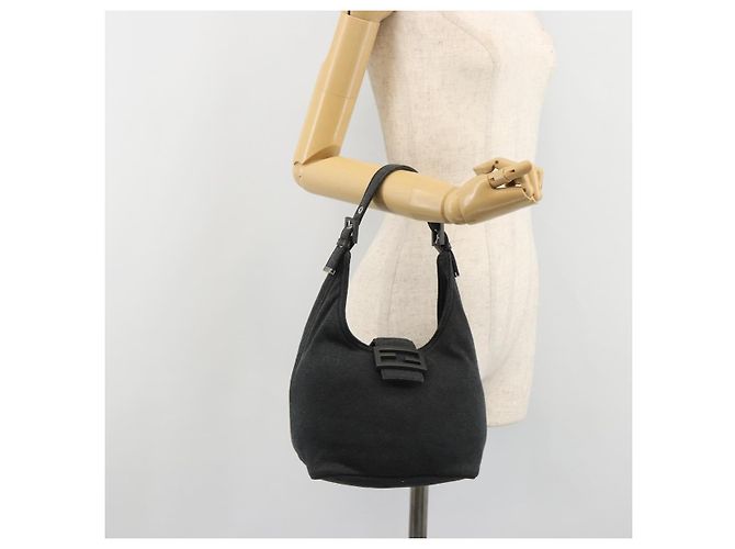FENDI Mamma Baguette Hand Bag cotton Gray Silver - vista 24
