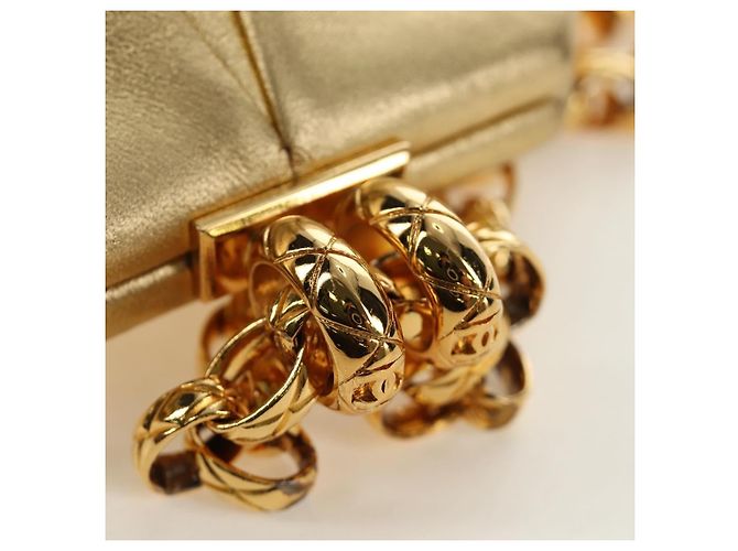 CHANEL Schultertasche mit Kette aus Leder Gold CC - Ansicht 9