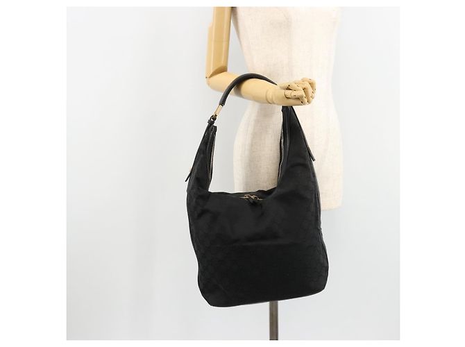 GUCCI GG Canvas Shoulder Bag Black Silver 001 4287 - vista 22