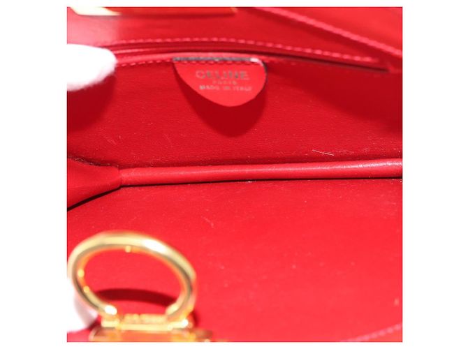 Céline CELINE Circle Hand Bag Leather Red Gold - vista 11