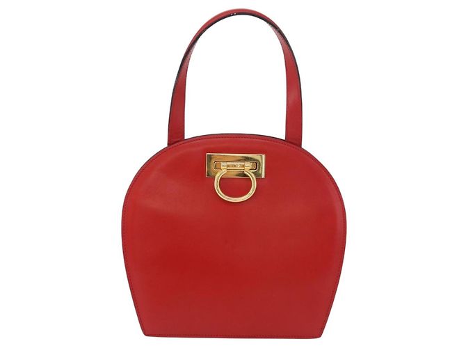 Céline CELINE Circle Hand Bag Leather Red Gold - vista 13