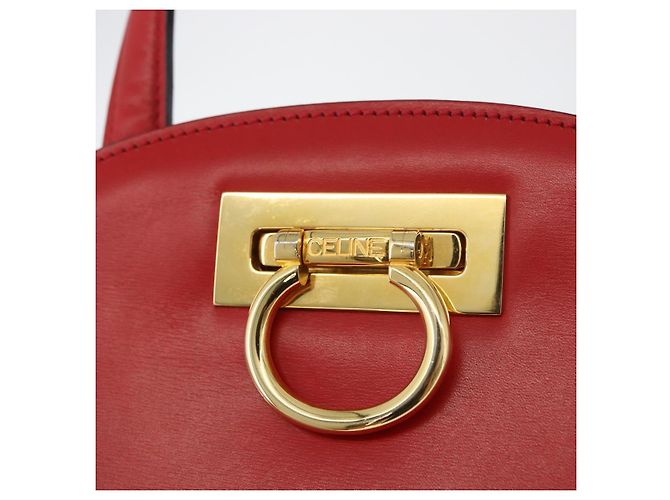 Céline CELINE Circle Hand Bag Leather Red Gold - vista 18