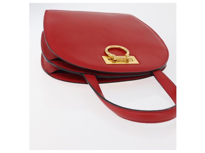 Céline CELINE Circle Hand Bag Leather Red Gold - vista 7