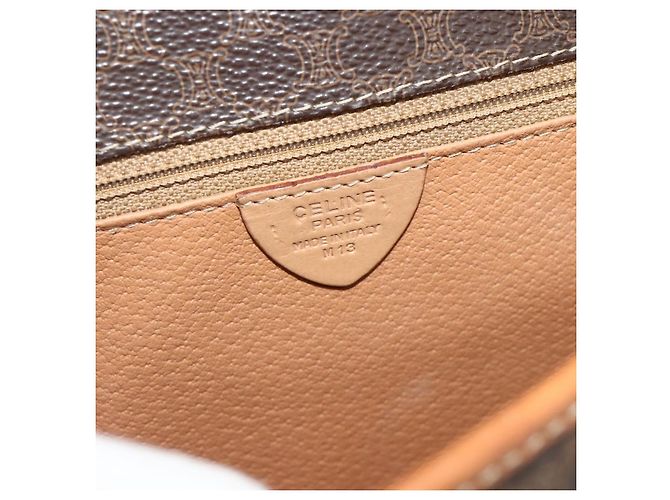 Céline CELINE Macadam Canvas Shoulder Bag PVC Leather Brown Gold - vista 12