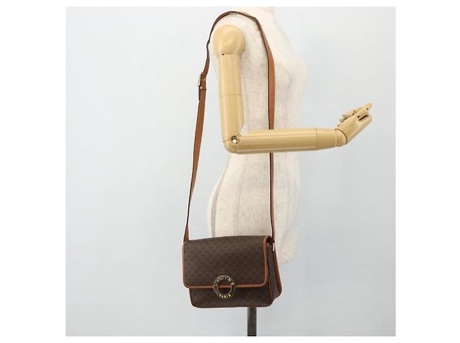 Céline CELINE Macadam Canvas Shoulder Bag PVC Leather Brown Gold - vista 23