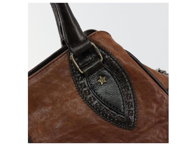 FENDI Enitco Hand Bag Leather Brown Gold - vista 10