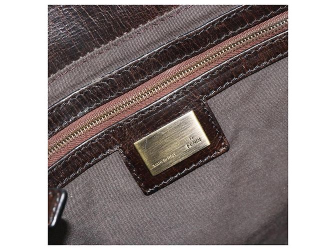 FENDI Enitco Hand Bag Leather Brown Gold - vista 17