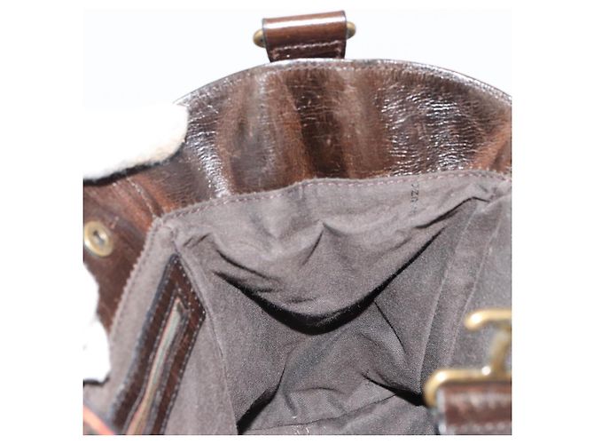 FENDI Enitco Hand Bag Leather Brown Gold - vista 18