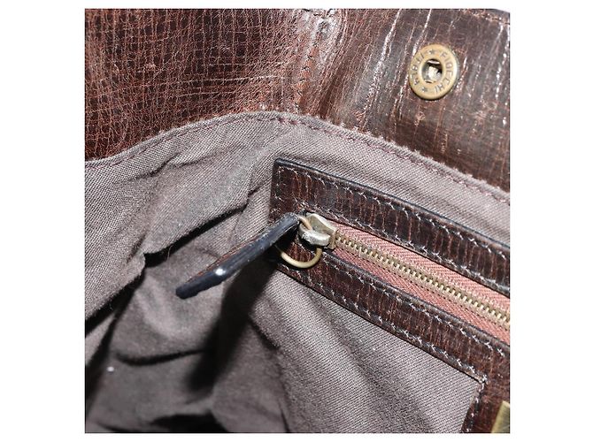 FENDI Enitco Hand Bag Leather Brown Gold - vista 20