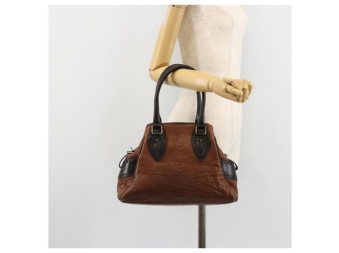 FENDI Enitco Hand Bag Leather Brown Gold - vista 22