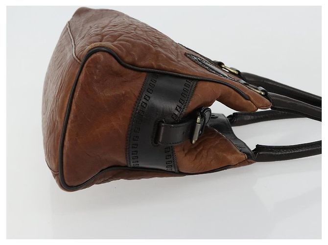 FENDI Enitco Hand Bag Leather Brown Gold - vista 3
