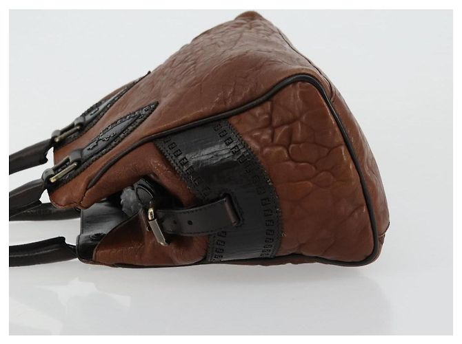 FENDI Enitco Hand Bag Leather Brown Gold - vista 4