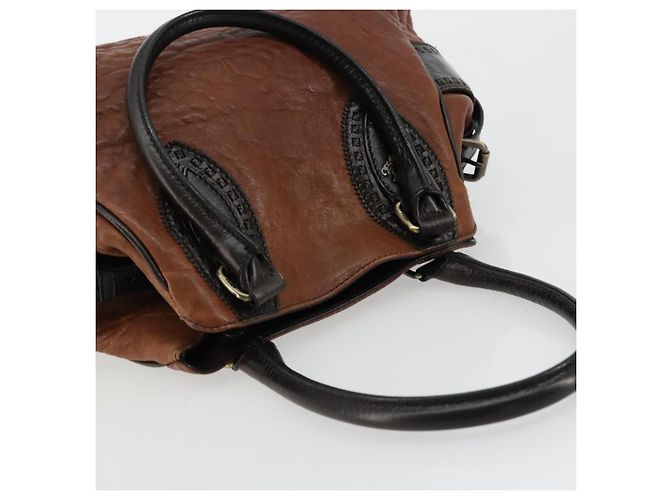 FENDI Enitco Hand Bag Leather Brown Gold - vista 6