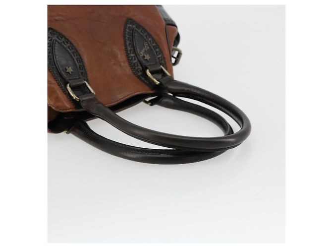 FENDI Enitco Hand Bag Leather Brown Gold - vista 7