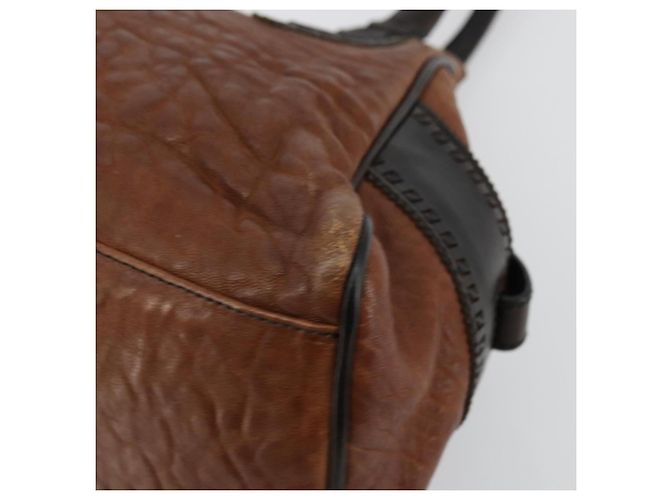 FENDI Enitco Hand Bag Leather Brown Gold - vista 9