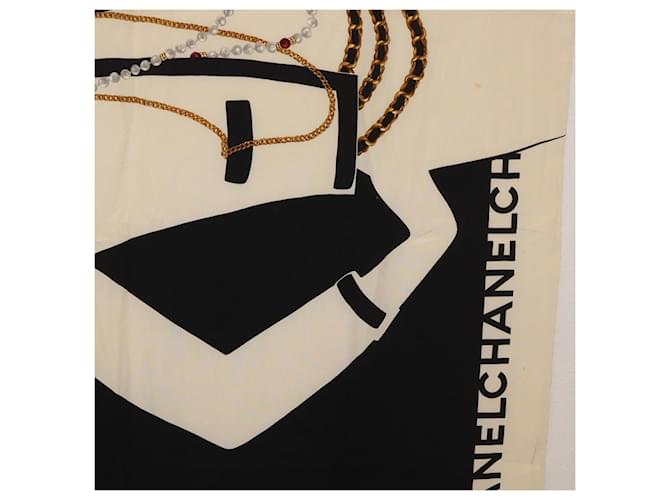 CHANEL Scarf Silk Black CC - vista 7