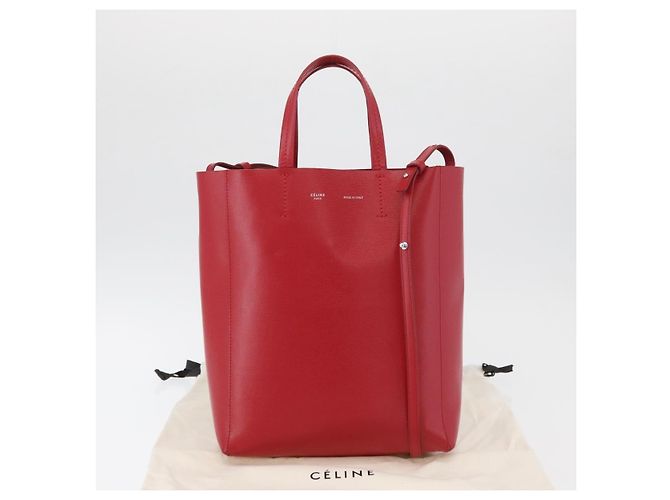 Céline CELINE Vertical Cabas Tote Bag Leather 2way Red Silver - vista 12