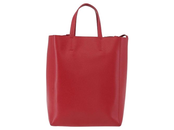 Céline CELINE Vertical Cabas Tote Bag Leather 2way Red Silver - vista 2