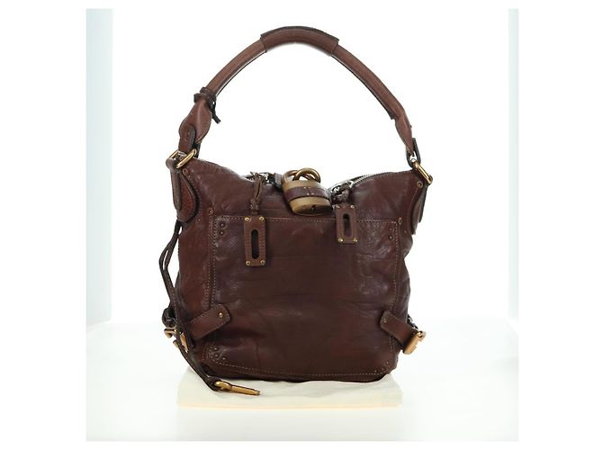 Chloé Chloe Paddington Shoulder Bag Leather Brown Gold Silver - vista 12