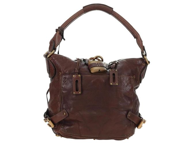 Chloé Chloe Paddington Shoulder Bag Leather Brown Gold Silver - vista 13