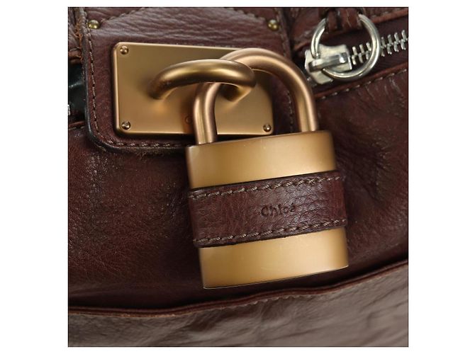 Chloé Chloe Paddington Shoulder Bag Leather Brown Gold Silver - vista 20