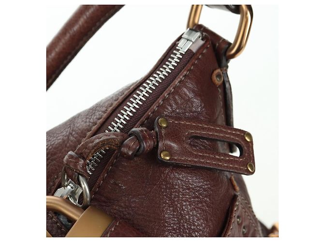 Chloé Chloe Paddington Shoulder Bag Leather Brown Gold Silver - vista 21
