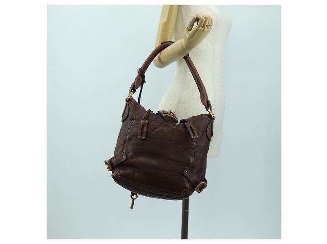 Chloé Chloe Paddington Shoulder Bag Leather Brown Gold Silver - vista 27