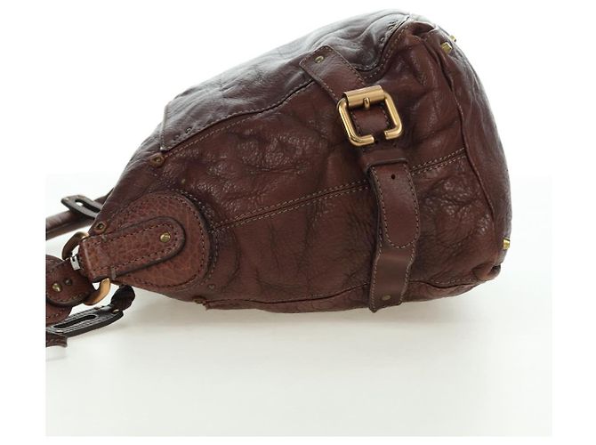 Chloé Chloe Paddington Shoulder Bag Leather Brown Gold Silver - vista 3