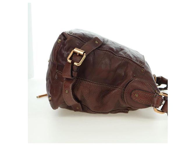 Chloé Chloe Paddington Shoulder Bag Leather Brown Gold Silver - vista 4