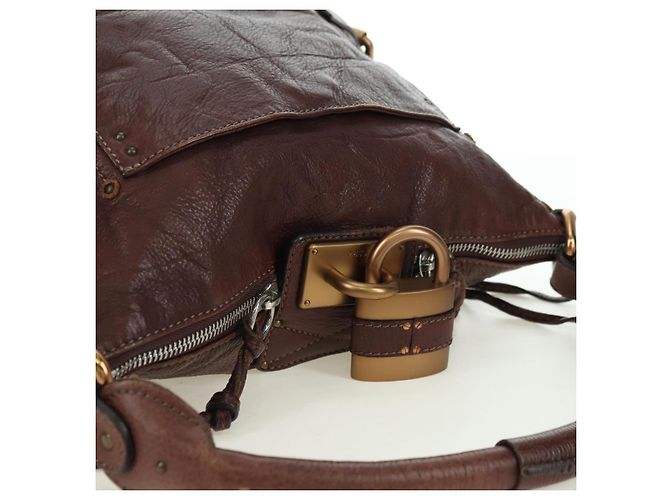 Chloé Chloe Paddington Shoulder Bag Leather Brown Gold Silver - vista 6