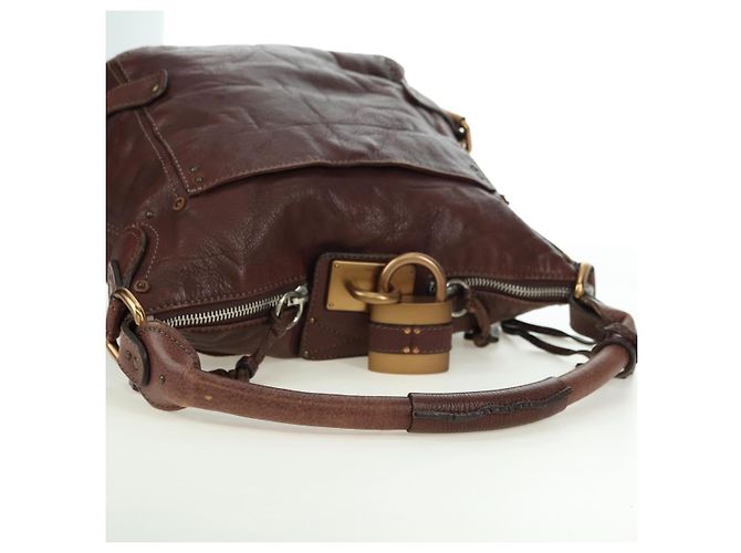Chloé Chloe Paddington Shoulder Bag Leather Brown Gold Silver - vista 7