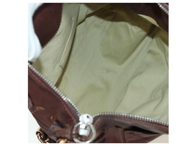 Chloé Chloe Paddington Shoulder Bag Leather Brown Gold Silver - vista 9