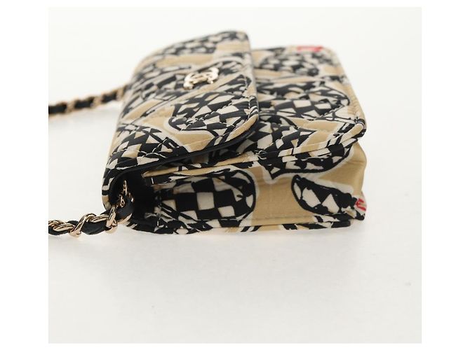 CHANEL Matelasse Chain Shoulder Bag Satin Beige Gold CC - vista 3