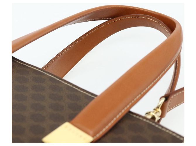 Céline CELINE Macadam Canvas Hand Bag PVC Leather 2way Brown Gold - vista 14