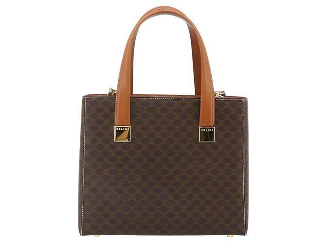 Céline CELINE Macadam Canvas Hand Bag PVC Leather 2way Brown Gold - vista 2