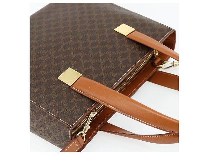 Céline CELINE Macadam Canvas Hand Bag PVC Leather 2way Brown Gold - vista 6