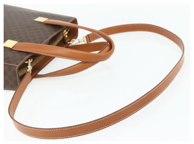 Céline CELINE Macadam Canvas Hand Bag PVC Leather 2way Brown Gold - vista 8