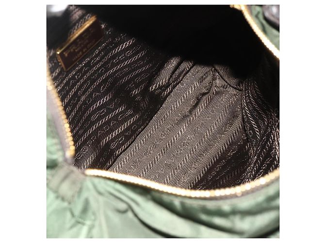PRADA Chain Tote Bag Nylon Leather Green Gold - vista 10