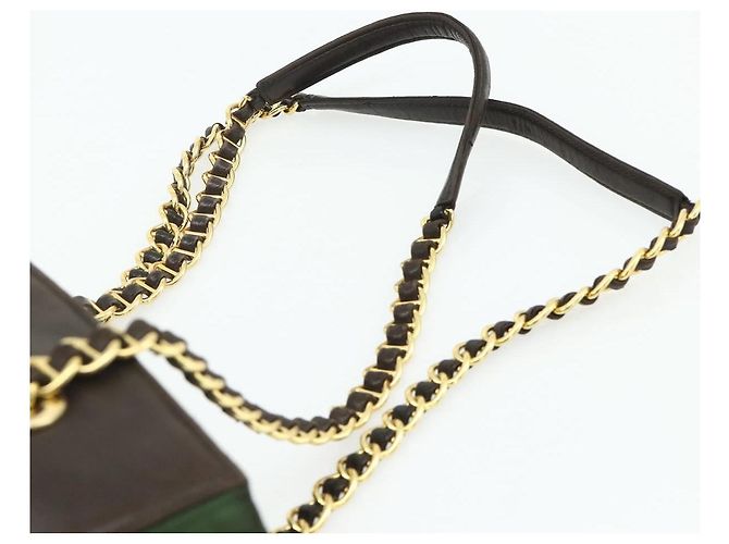PRADA Chain Tote Bag Nylon Leather Green Gold - vista 14