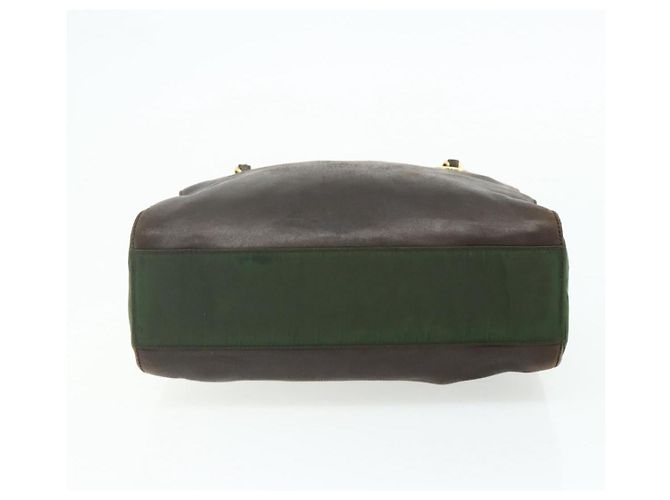 PRADA Chain Tote Bag Nylon Leather Green Gold - vista 5